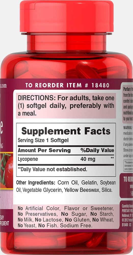 Puritan's Pride Lycopene 40 mg - 60 Softgels 24Hr Smart